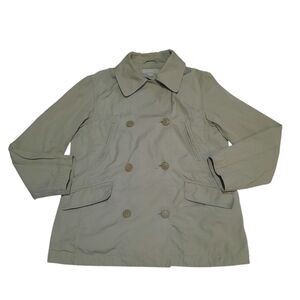 J. Crew Women's Classic Double Breasted Khaki 100% Cotton Peacoat Jacket Swing M